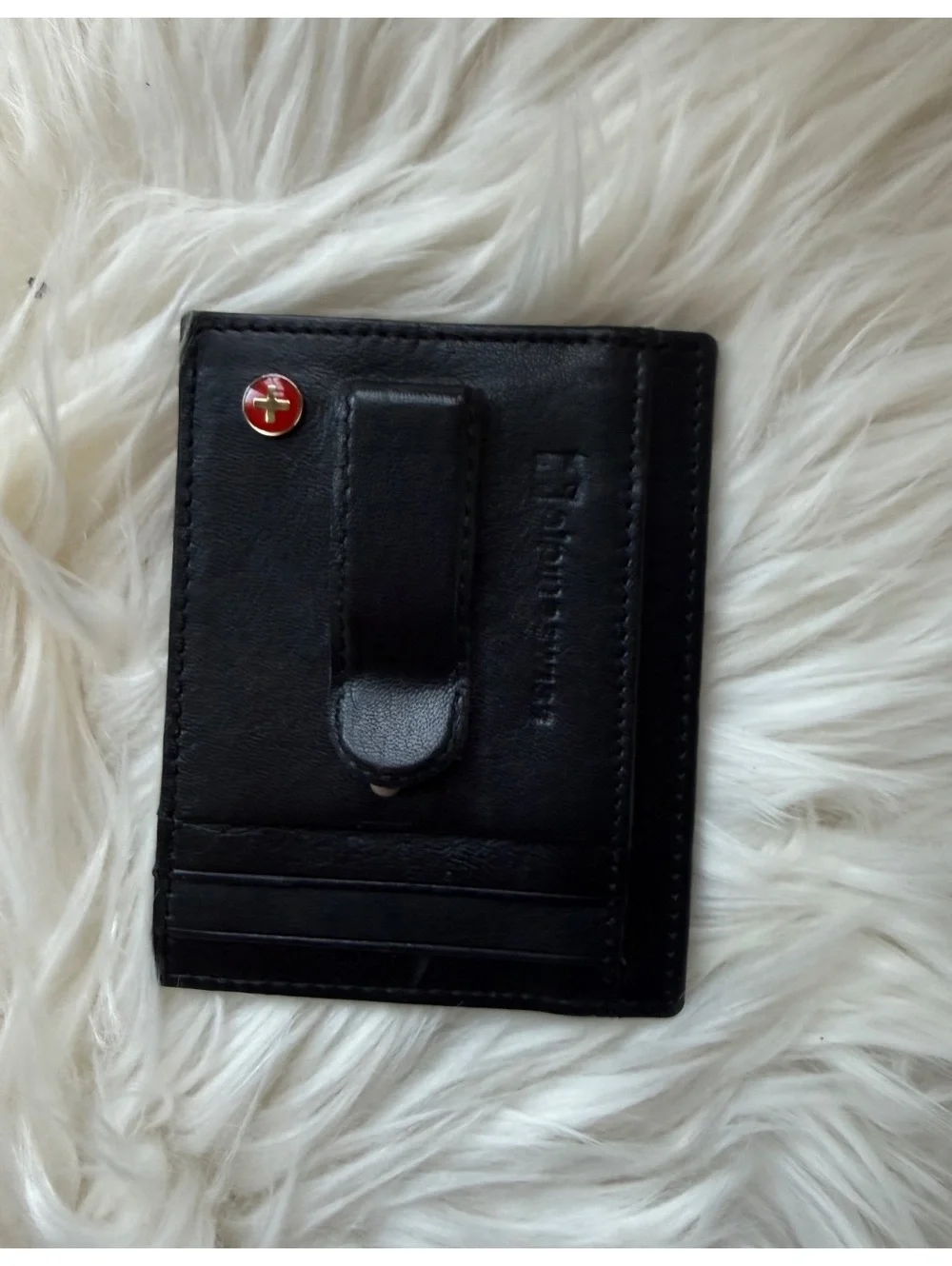 SwissGear Black Leather Money Clip Wallet